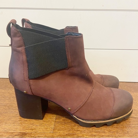 Sorel | Women’s Addington Chelsea Suede Leather Bootie in Redwood Size 11 - Picture 10 of 14